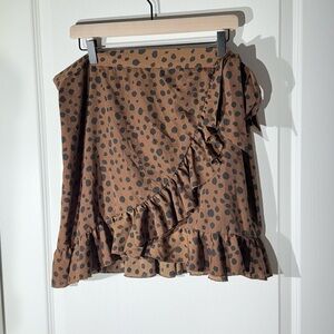 Brown Polka Dot Ruffle Skirt